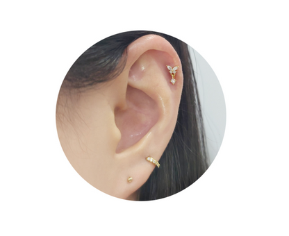 Butterfly Drop Barbell Earrings – Purple & Clear CZ | Cartilage Piercing | 8TTITTO8