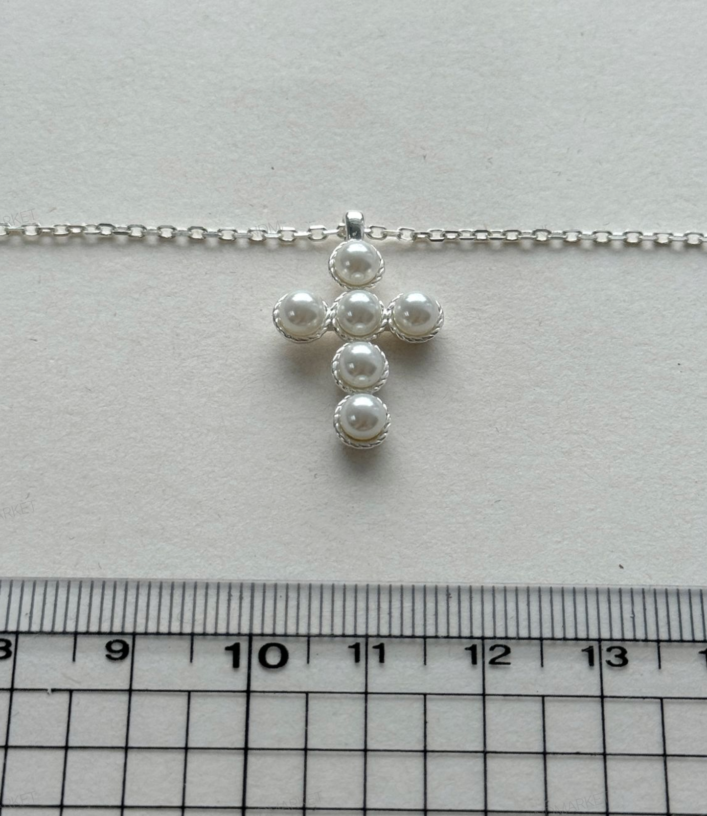 Sterling Silver Pearl Cross Necklace with Swarovski Pearls