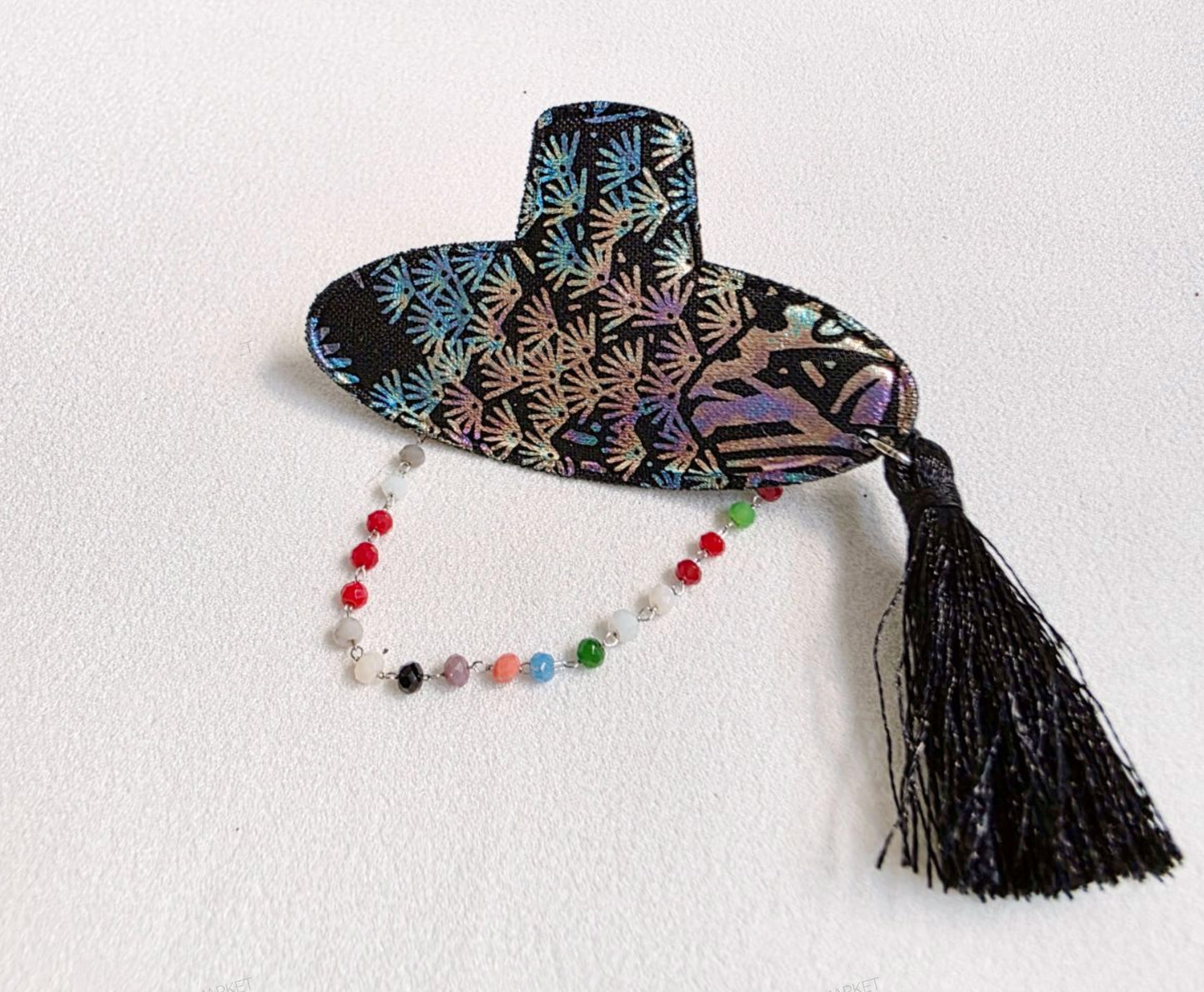 Korean Gat Hair Clip - Glitter & Nacre Pattern with Tassel