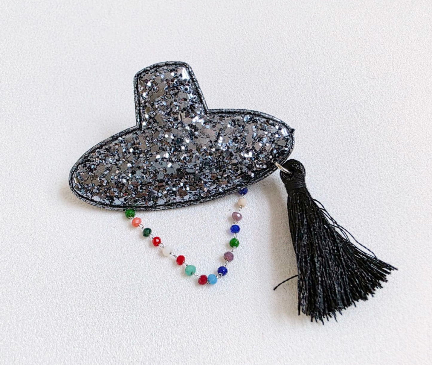 Korean Gat Hair Clip - Glitter & Nacre Pattern with Tassel