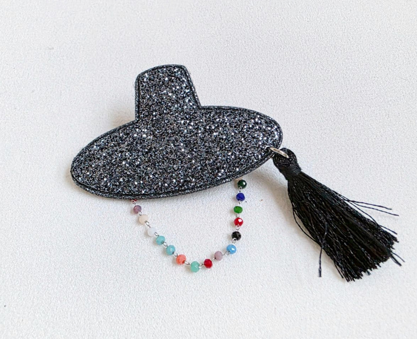 Korean Gat Hair Clip - Glitter & Nacre Pattern with Tassel