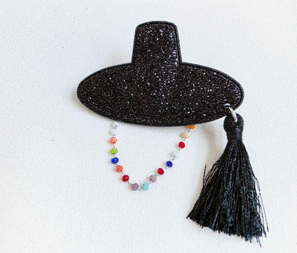 Korean Gat Hair Clip - Glitter & Nacre Pattern with Tassel
