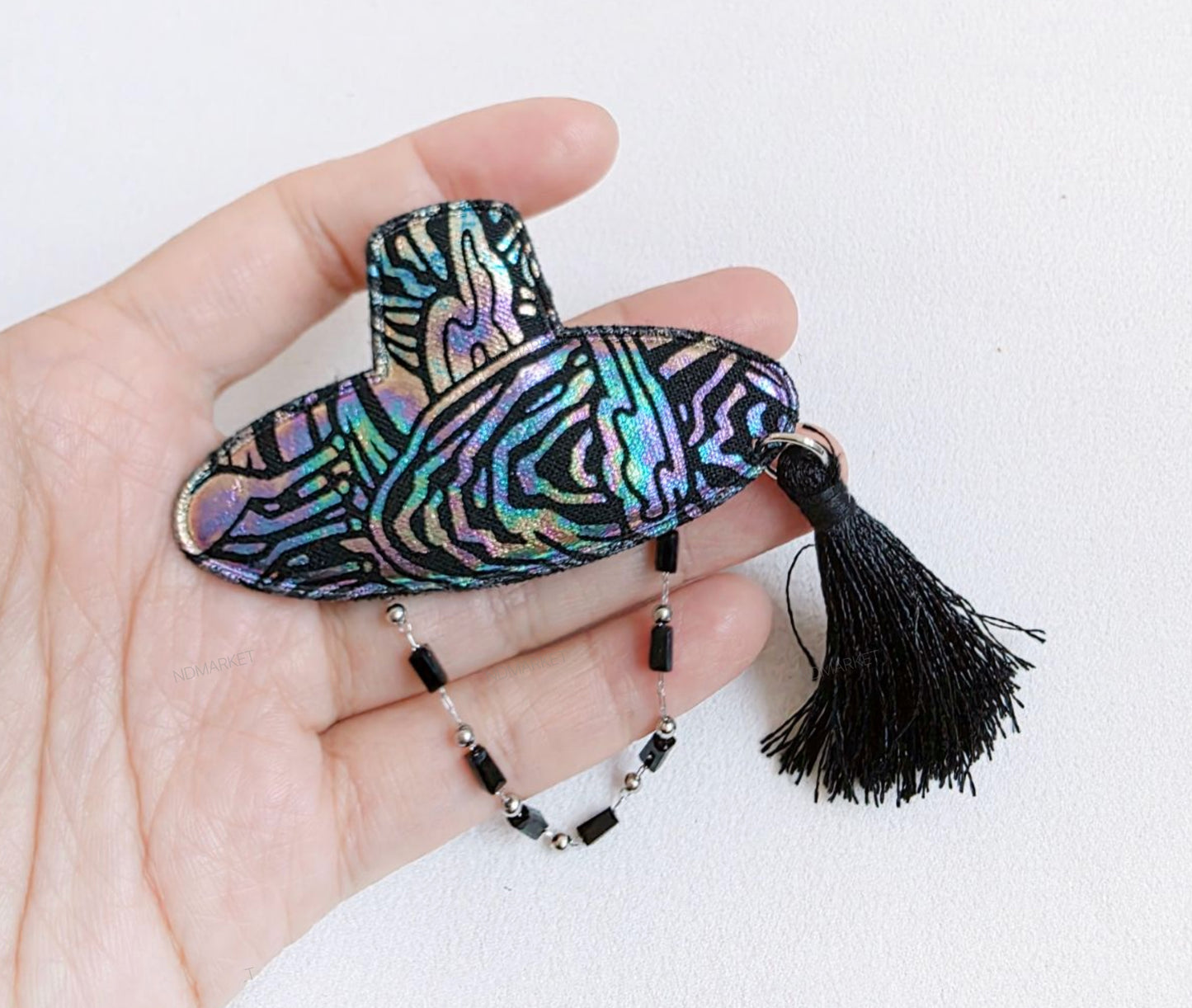 Korean Gat Hair Clip - Glitter & Nacre Pattern with Tassel