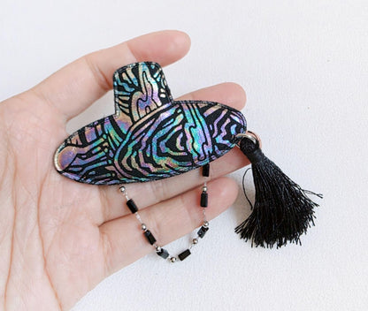 Korean Gat Hair Clip - Glitter & Nacre Pattern with Tassel