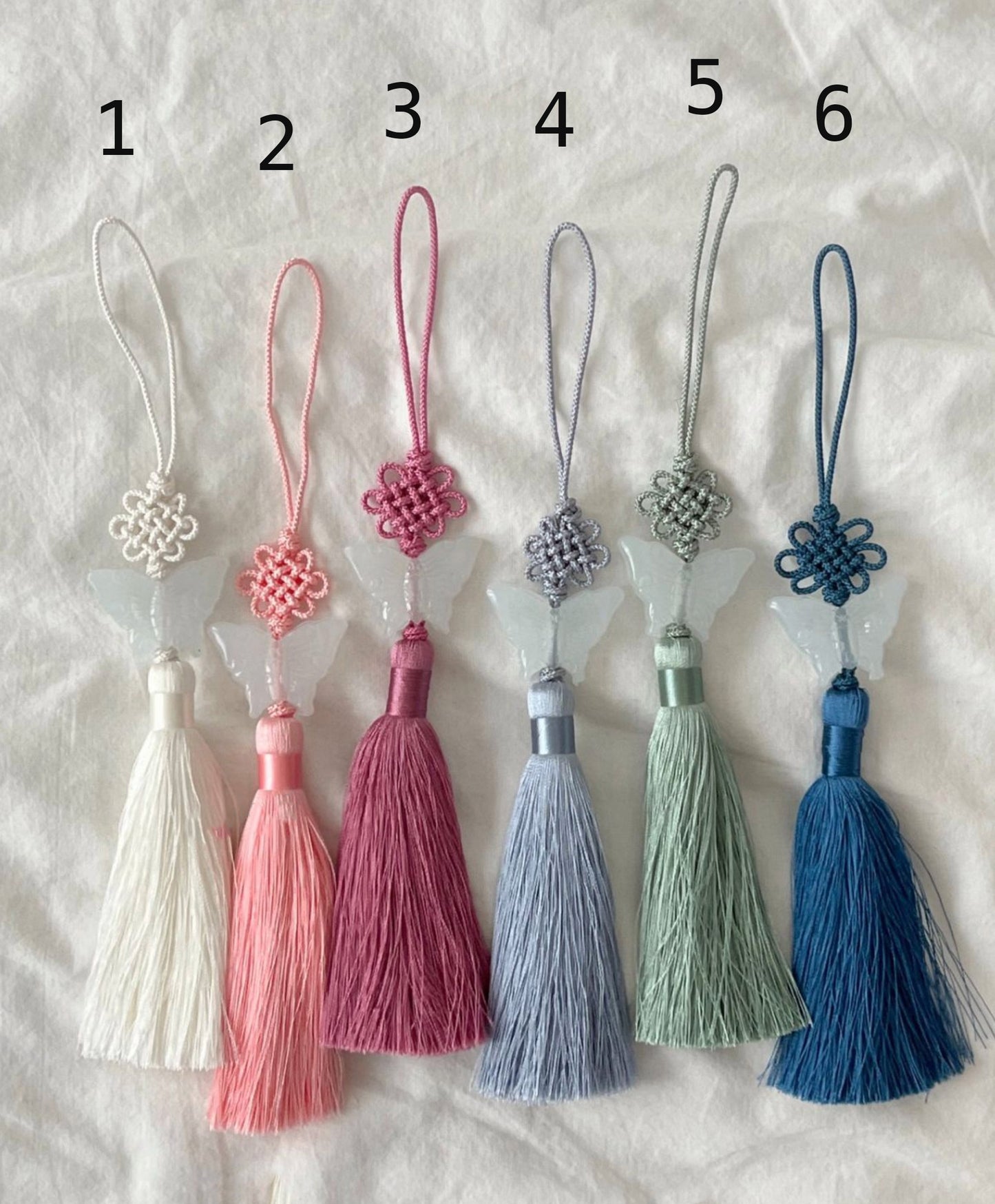 Korean Butterfly Norigae Tassel Charm - Traditional Knot Keychain