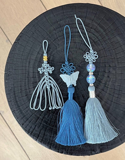 Korean Butterfly Norigae Tassel Charm - Traditional Knot Keychain
