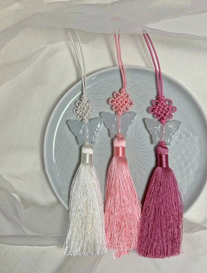 Korean Butterfly Norigae Tassel Charm - Traditional Knot Keychain