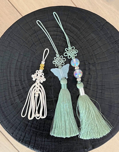 Korean Butterfly Norigae Tassel Charm - Traditional Knot Keychain