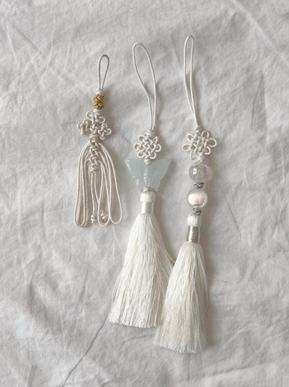 Korean Butterfly Norigae Tassel Charm - Traditional Knot Keychain