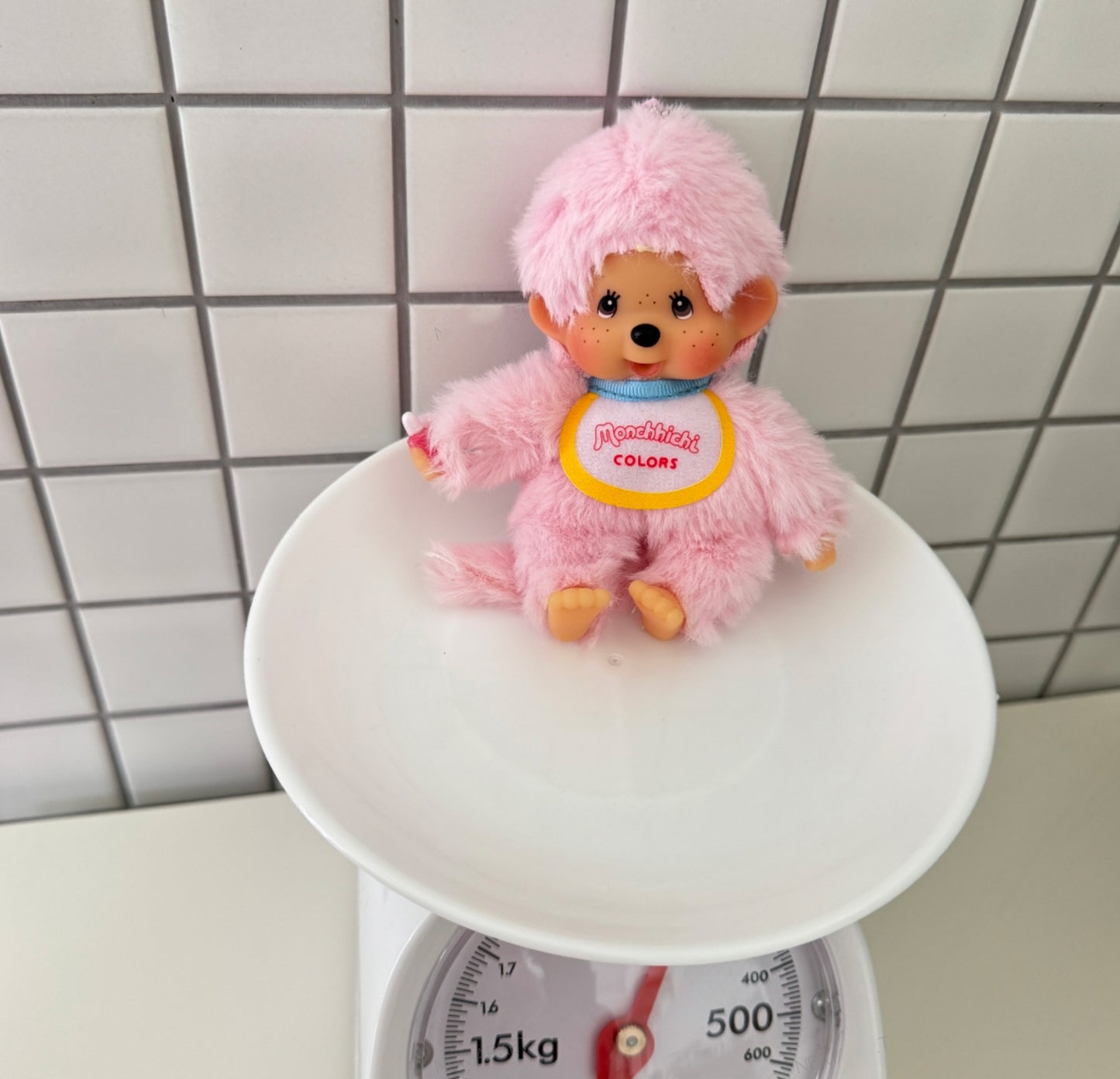 Monchhichi Plush Keychain, Soft Kawaii Bag Charm, Yellow Pink Blue