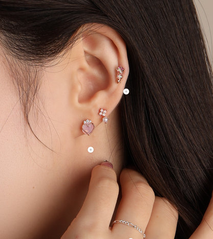 Pastel Flower Pearl Barbell Stud - Surgical Steel Cartilage Piercing