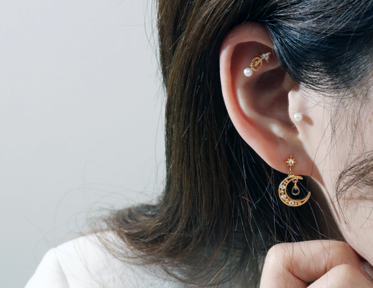 Celestial Moon Star Barbell Earring - Surgical Steel