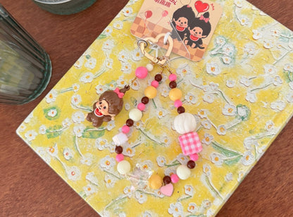 Monchhichi Inspired Beaded Keychain | Handmade Kawaii Charm | Made in Korea