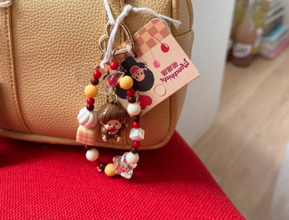 Monchhichi Inspired Beaded Keychain | Handmade Kawaii Charm | Made in Korea