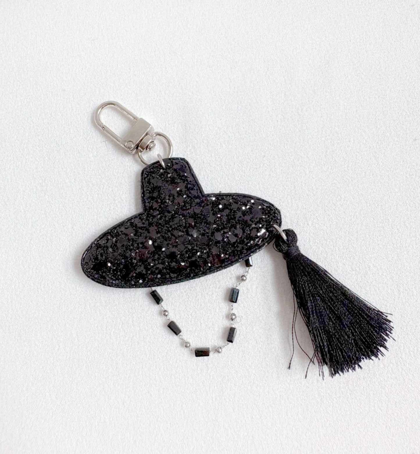 Korean Gat Hat Keychain – Aurora Sipjangsaeng Longevity Charm, K-Drama Inspired Tassel Keyring (Rainbow/Black & White) k-pop accessories