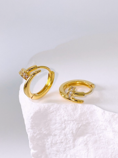 Modern Hinged Hoop Earrings — Smooth or CZ (Gold & Silver)