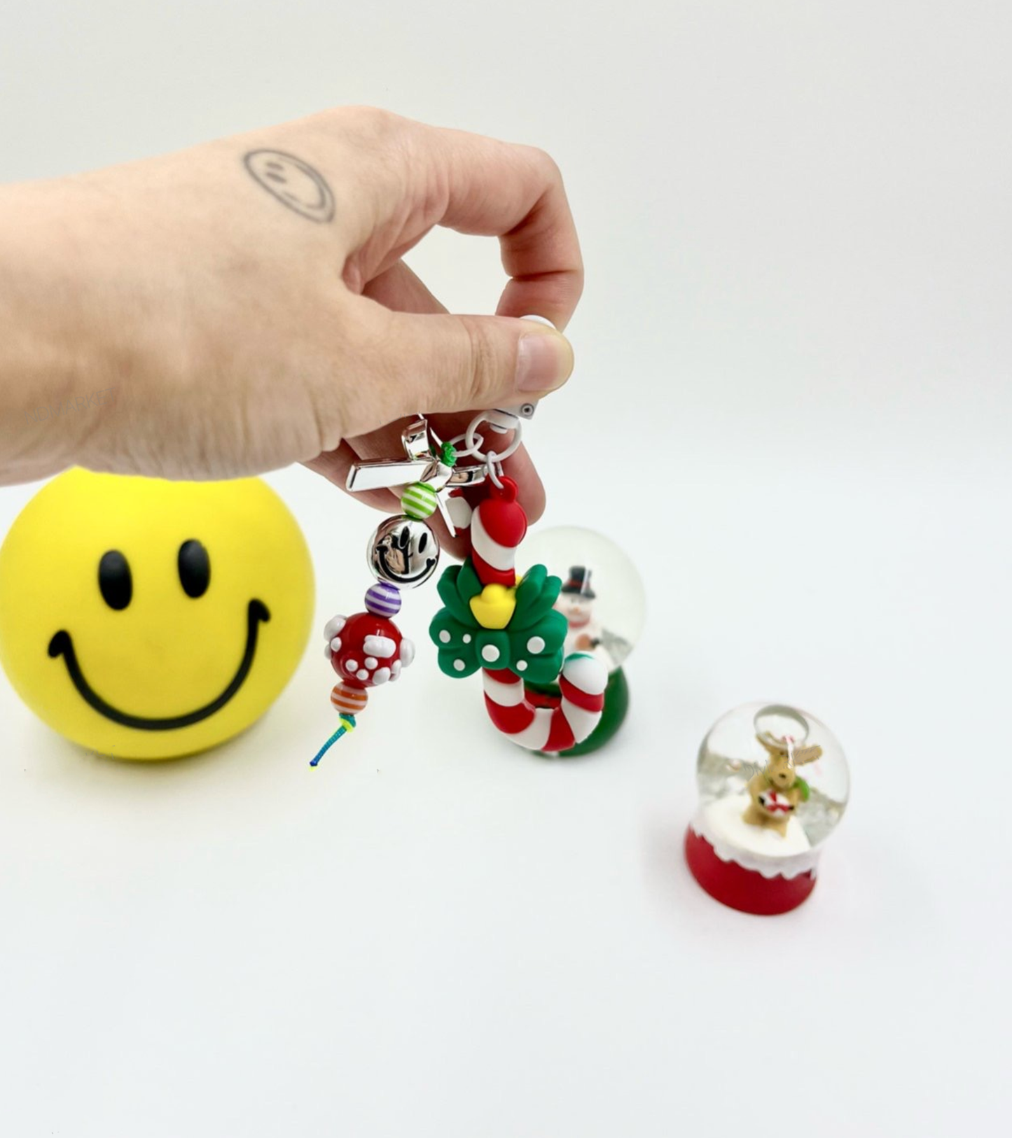 Christmas Keychain Charms – Candy Cane, Snowman & Wreath | Handmade in Korea