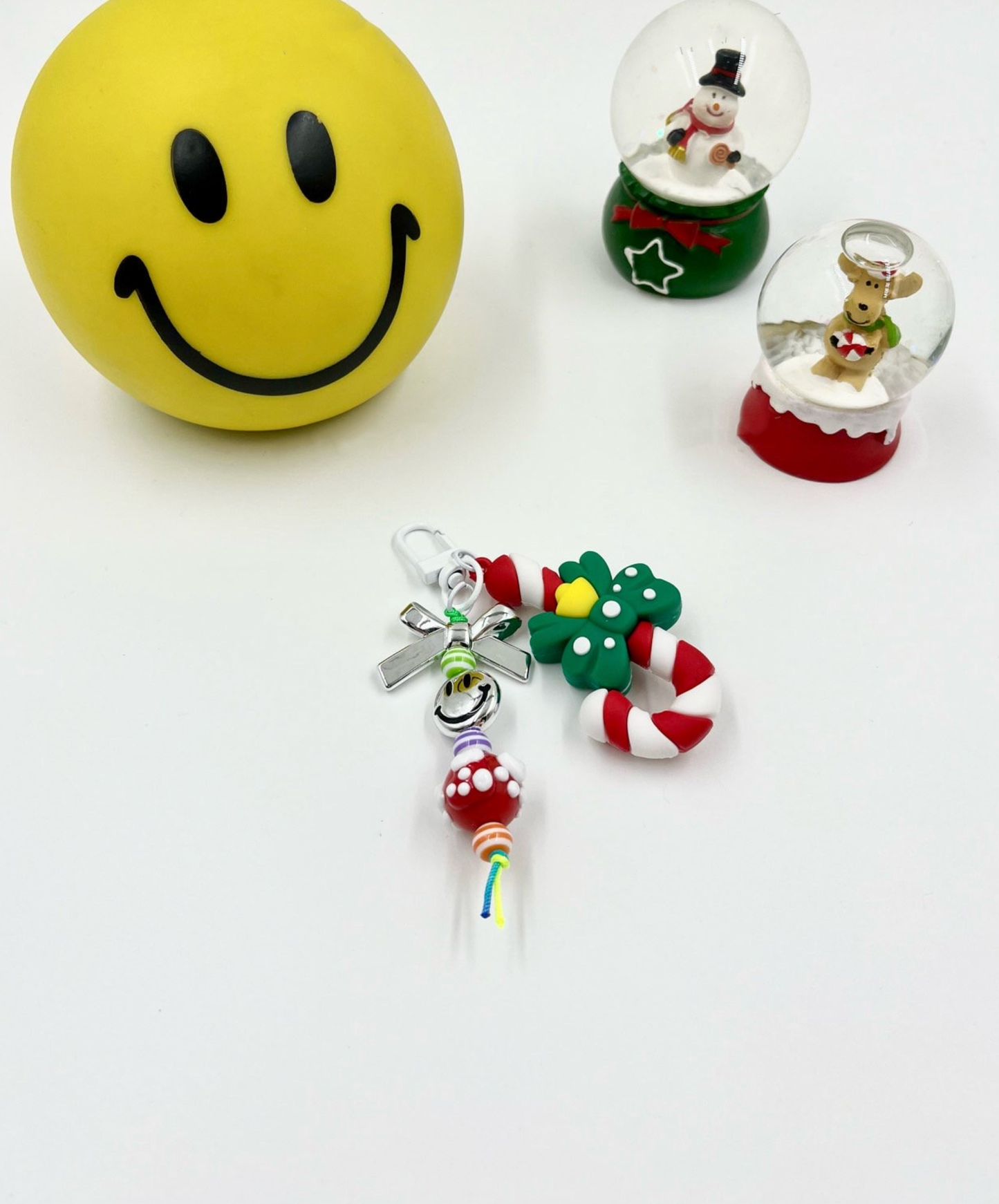 Christmas Keychain Charms – Candy Cane, Snowman & Wreath | Handmade in Korea
