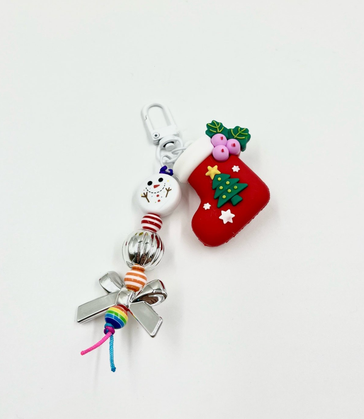 Christmas Keychain Charms – Candy Cane, Snowman & Wreath | Handmade in Korea