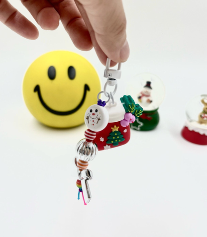 Christmas Keychain Charms – Candy Cane, Snowman & Wreath | Handmade in Korea
