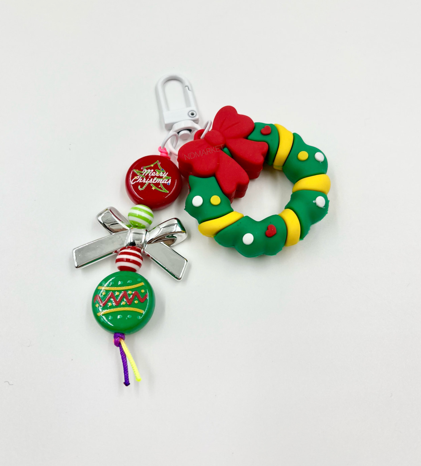 Christmas Keychain Charms – Candy Cane, Snowman & Wreath | Handmade in Korea