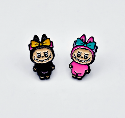 Cute Labubu Bunny Stud Earrings - Silver Post Kawaii
