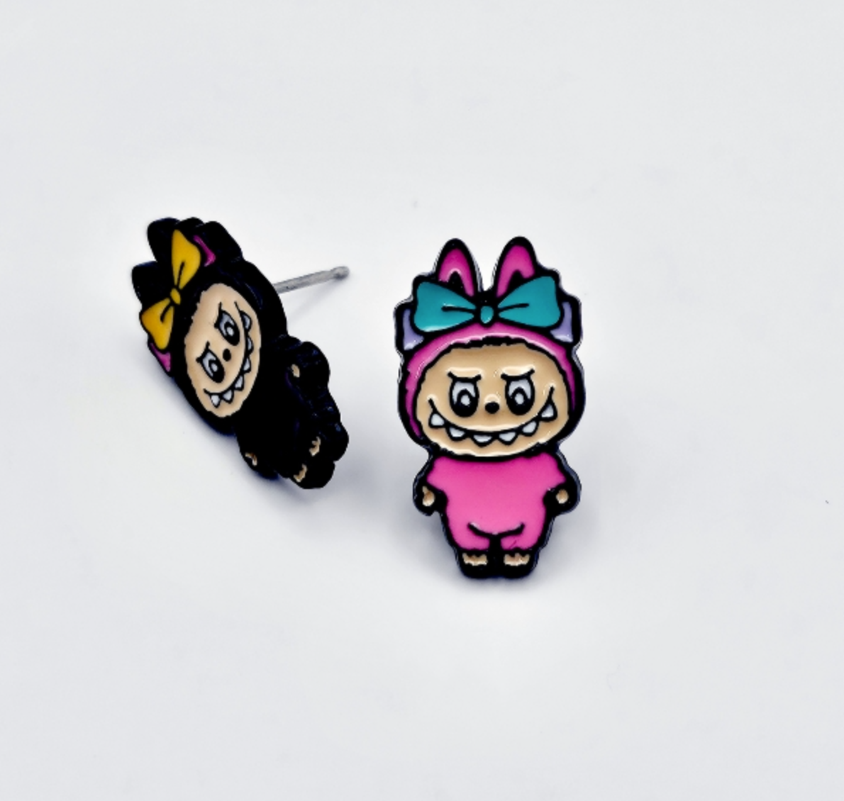 Cute Labubu Bunny Stud Earrings - Silver Post Kawaii