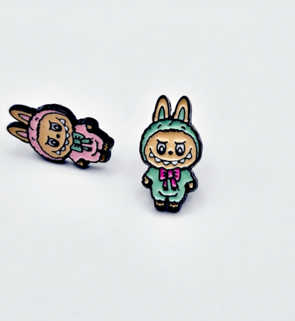 Cute Labubu Bunny Stud Earrings - Silver Post Kawaii