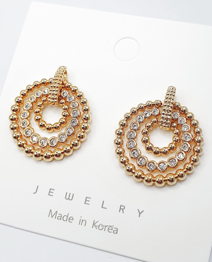 Modern Triple Circle Earrings – 3-Tier Movable Chandelier Hoops, Silver Post, Geometric Statement Jewelry, Elegant Gift for Her