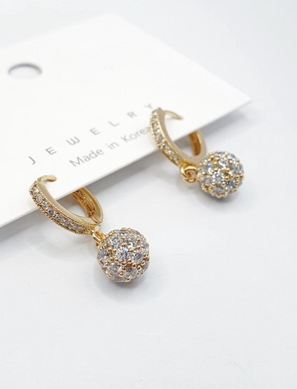Sparkly Pavé Ball Huggie Hoop Earrings in Gold, Silver & Rose Gold