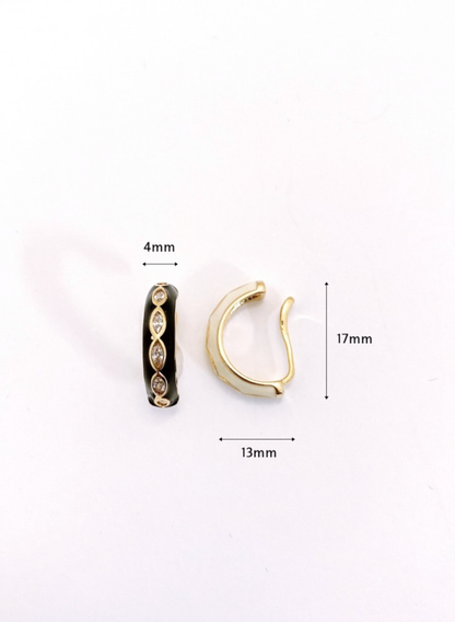 Color Enamel Ear Cuff - Non-Piercing Diamond Detail Earring