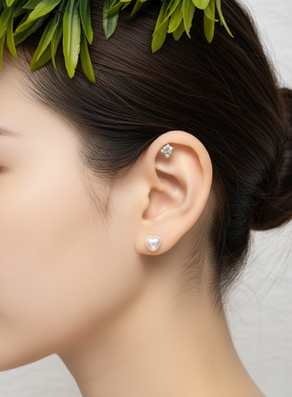 Pearl Star Surgical Steel Barbell Earring,  cartilage earrings