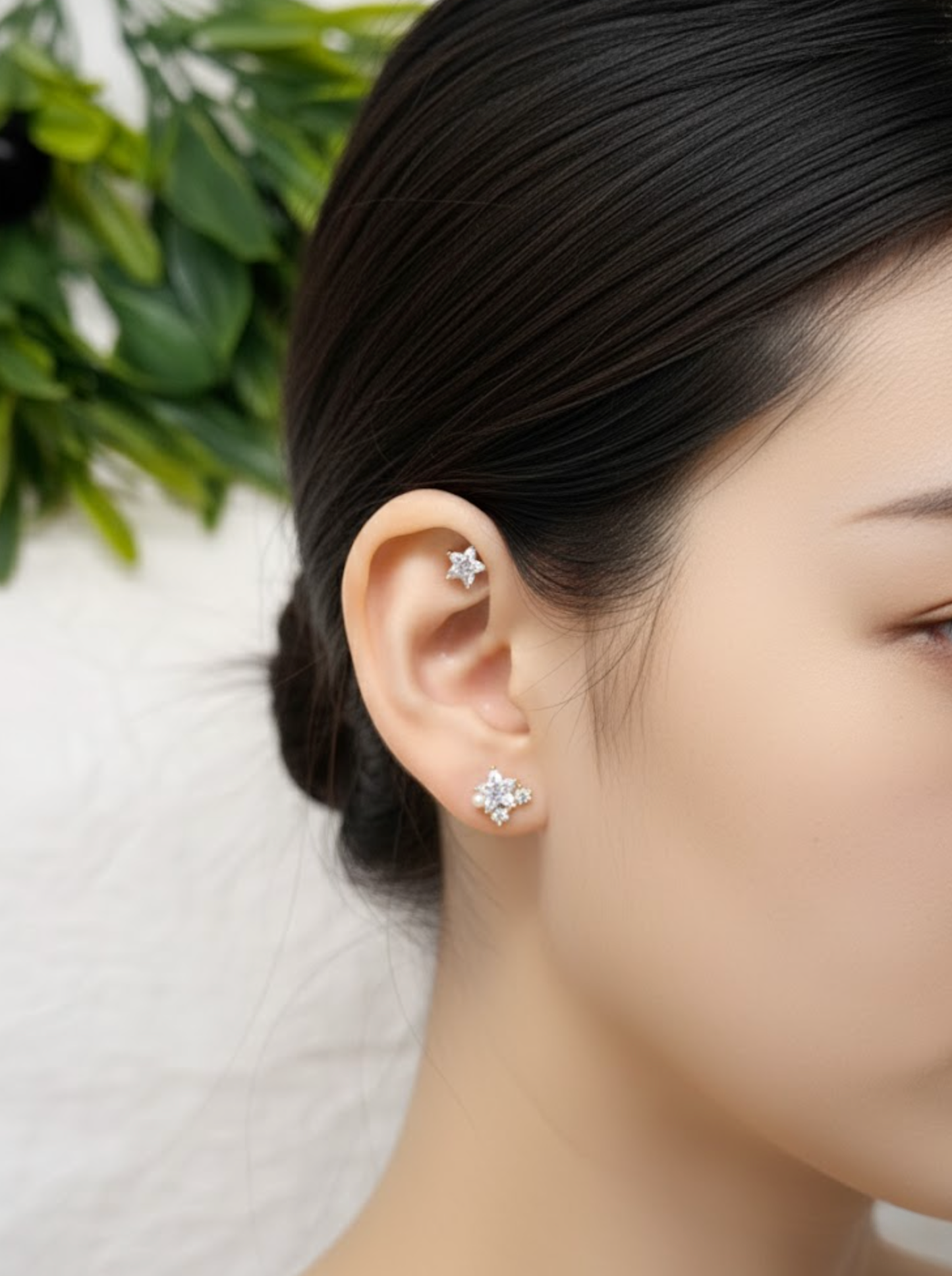 Pearl Star Surgical Steel Barbell Earring,  cartilage earrings