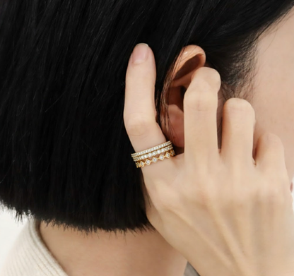 CZ Stacking Ring Set — 3-Piece Layered Bands | Minimalist Gold Silver Rose Gold