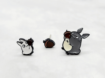 Studio Ghibli Totoro Catbus Soot Sprite Stud Earring Set - 3 Pieces with 925 Silver Posts | Character Jewelry