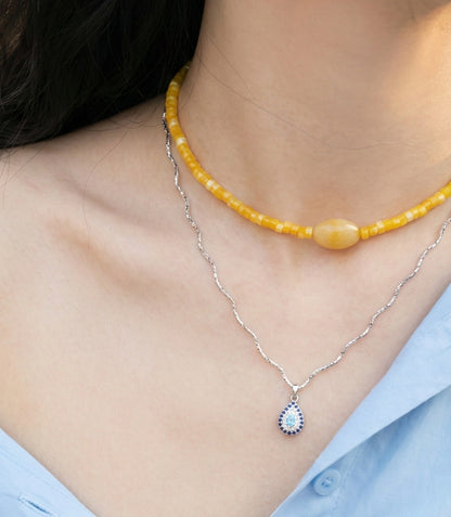 Natural Gemstone & Shell Heishi Bead Choker - 5 Colors