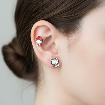 Hello Kitty Strawberry Barbell Stud Set | Surgical Steel Piercing