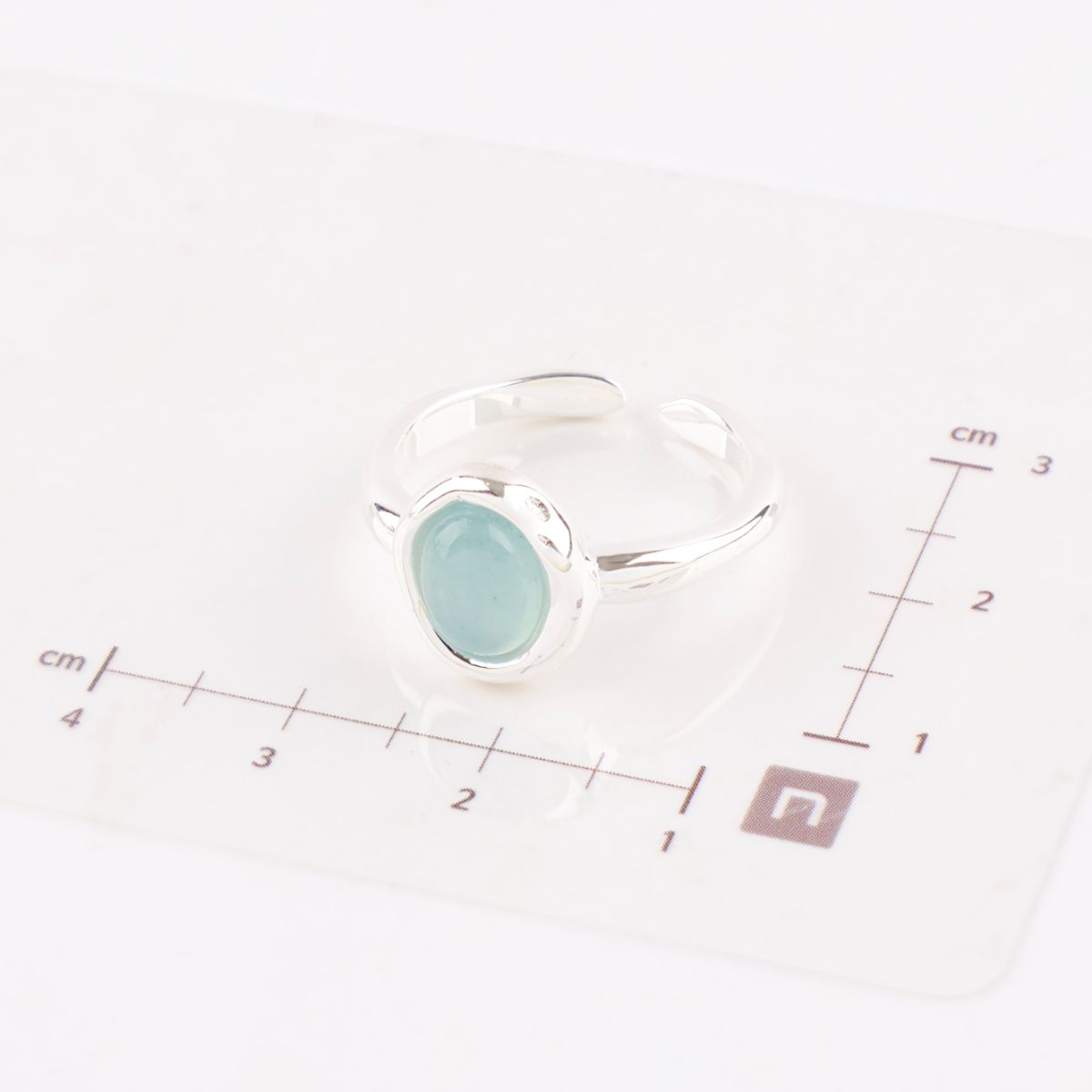 925 Sterling Silver Aquamarine Ring - Adjustable Natural Gemstone Open Ring