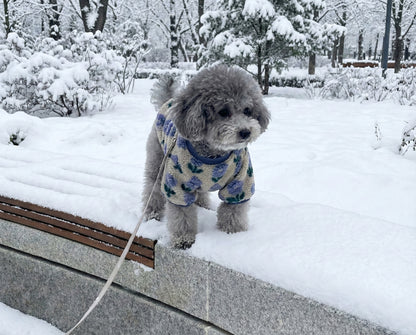 Floral Embroidery Dog Sherpa Fleece Sweater - Winter Pullover