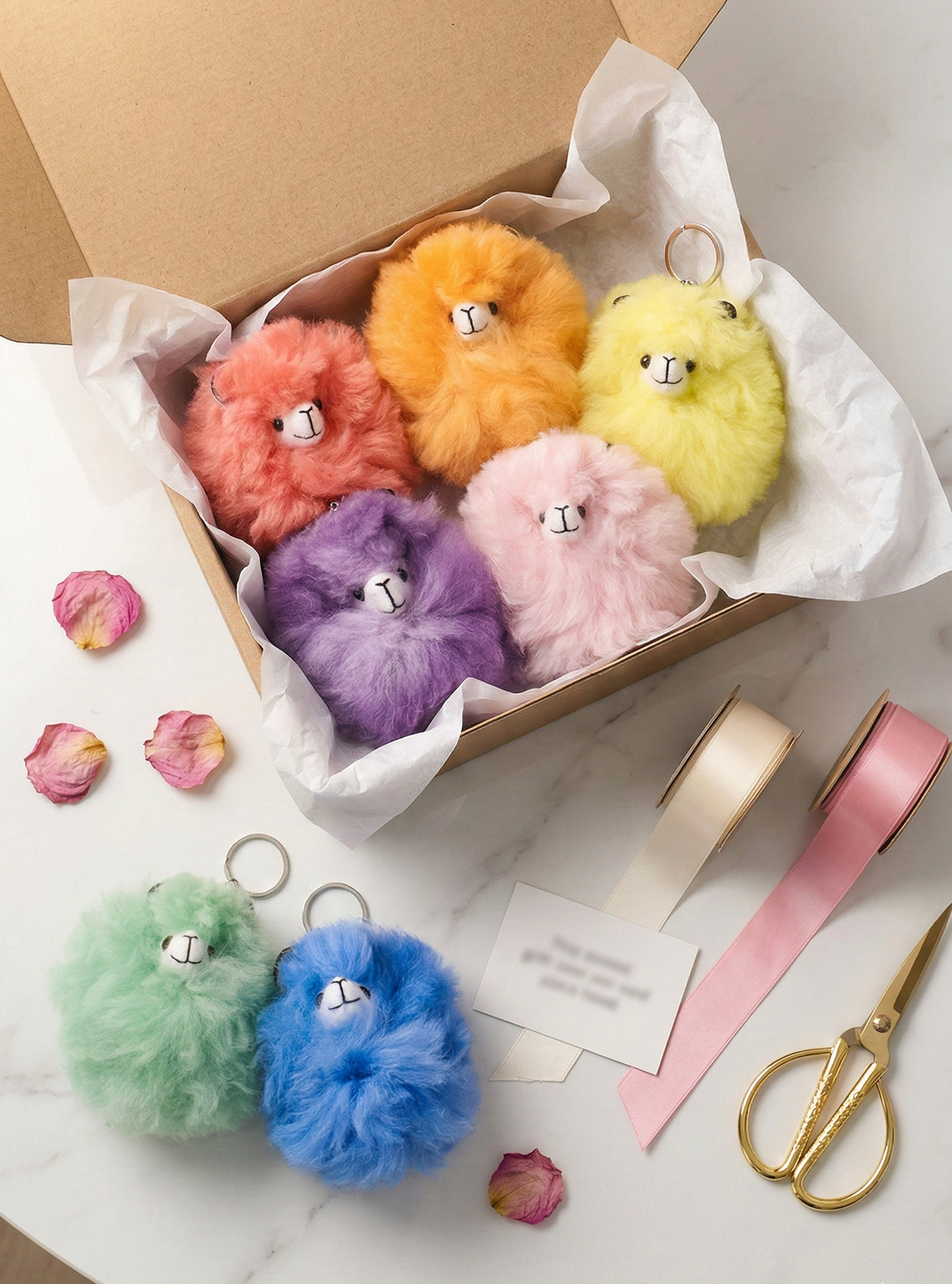 Real Alpaca Fur Fluffy Handcrafted Keychain Bag Charm