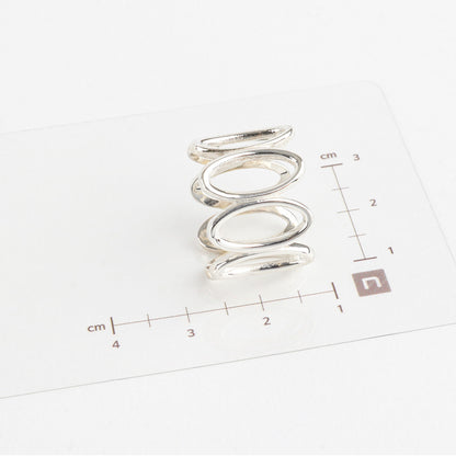 925 Sterling Silver Bold Wide Band Ring - Lace Lattice & Oval Loop