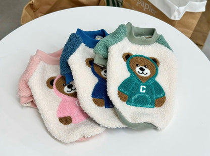 Cozy Bear Fleece Dog T-Shirt - Premium Made in Korea Winter Pet Apparel (XS to 2XL) | 3 Colors