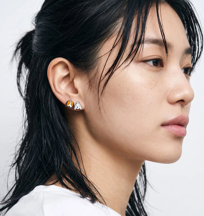 Black Cat & White Cat Mismatch Earrings — The Curated Ear Duo