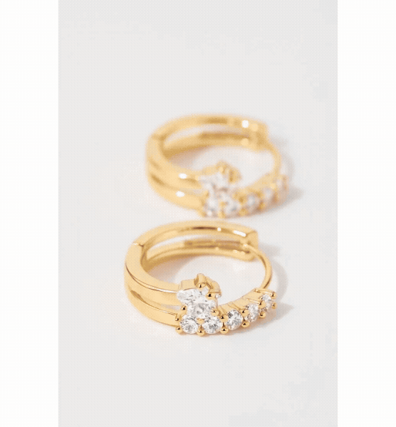 Star CZ Double-Row Huggie Hoop Earrings – Gold, Silver & Rose Gold