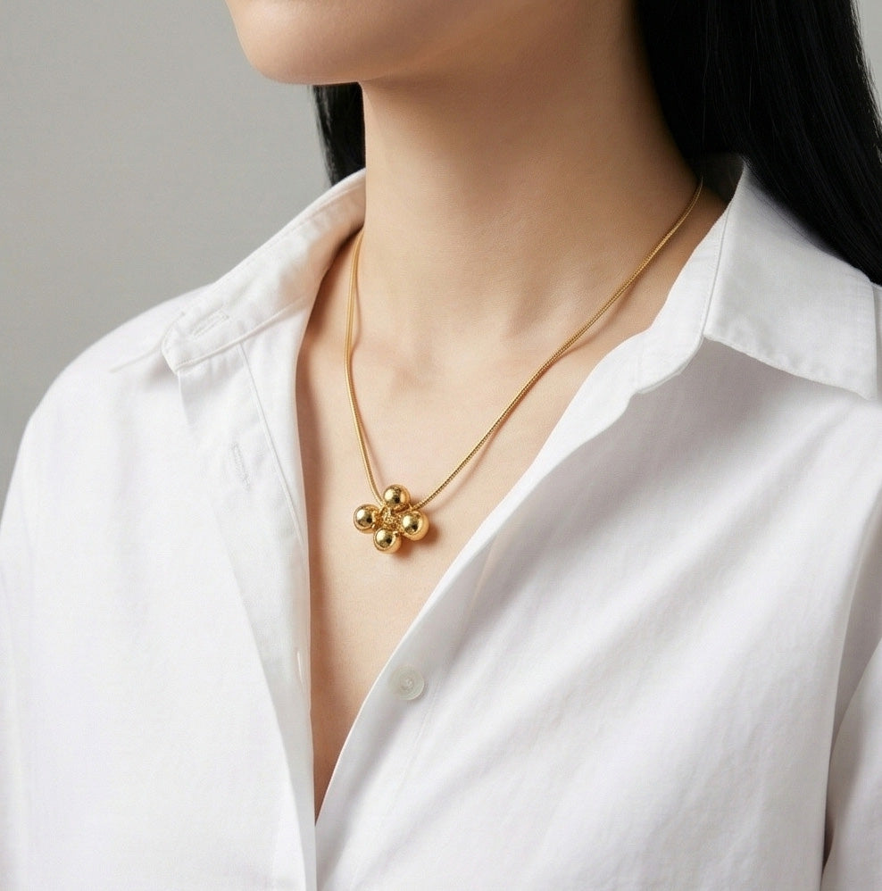 925 Silver Snake Chain 5-Ball Necklace