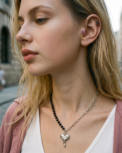 925 Silver CZ Clover Piercing Stud | Single | Rose Gold Plated