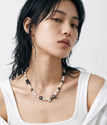 Kitsch Freshwater Pearl Charm Necklace — 8-Ball & Gingerbread Beads