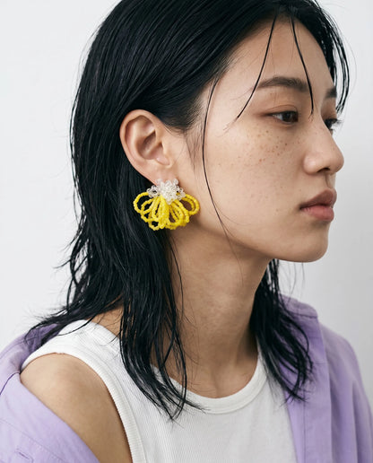 Handmade Acrylic Blossom Loop Earrings | K-Style Volume · 3 Colors
