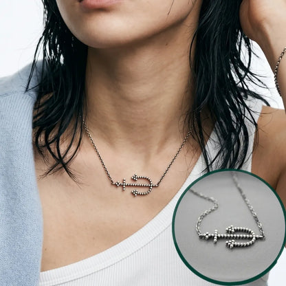 925 Sterling Silver Beaded Anchor Pendant Necklace — Layered Summer Jewelry, Two-Way Wear