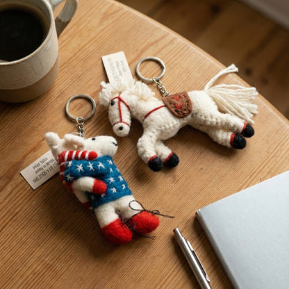 2026 Year of Horse Wool Felt Animal Keychain - Handmade Nepal